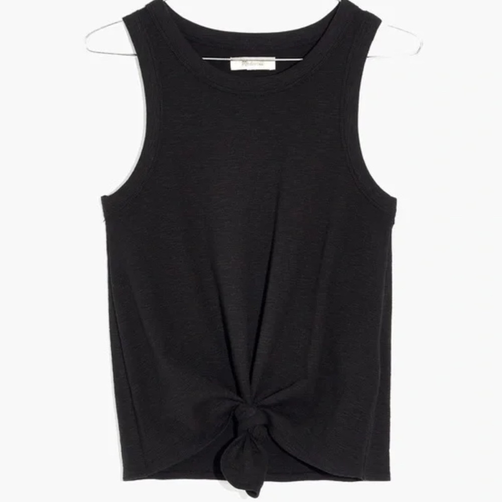 Madewell Black Tie-Front Tank Top